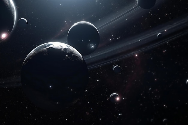 Planets and stars in space showing the beauty of space exploration