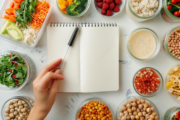 Photo planning a healthy meal with various ingredients