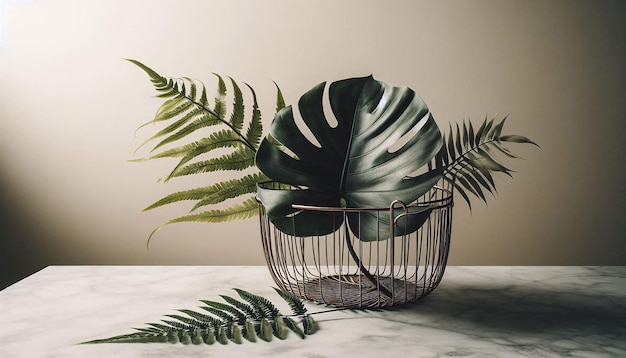 a plant in a basket with a plant in it