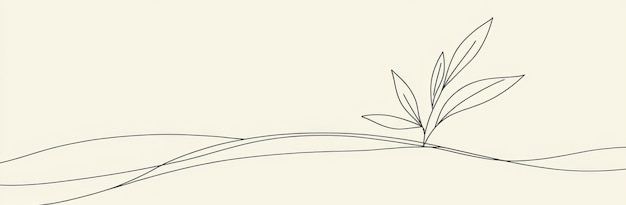 Photo the plant branch is drawn with continuous lines modern illustration isolated on white background