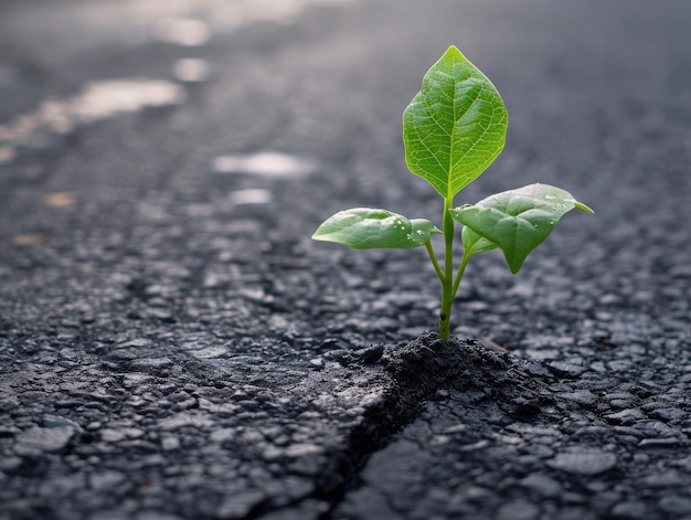 Photo plant breaks through the asphalt