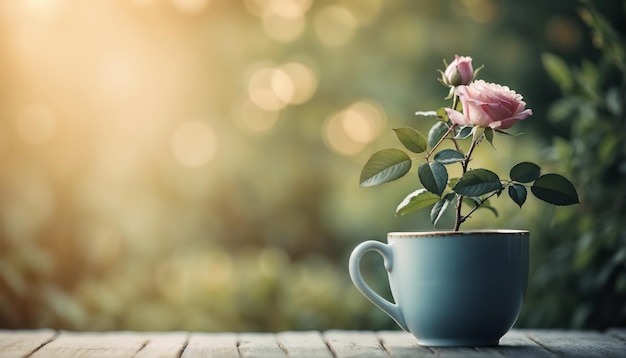 Plant in a cup on a green background safe nature earth day concept