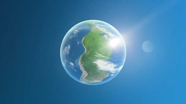 Plant Earth in a bubble with a sun shining on it