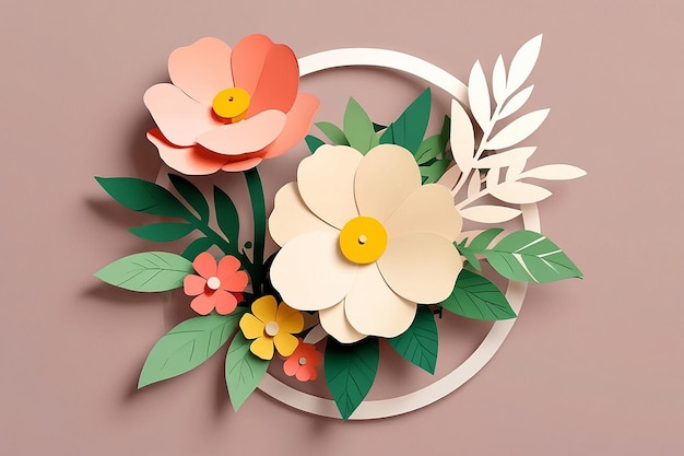 Photo plant and flower illustrations paper art design