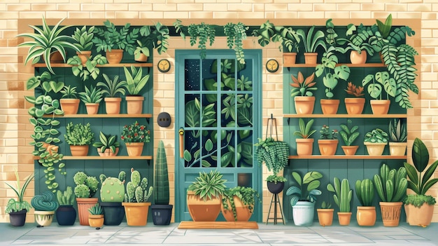 Plant and Gardening Stores Small shops that sell a variety of plants gardening supplies and accessories These stores often provide expert advice and workshops on plant care Cartoon illustrations