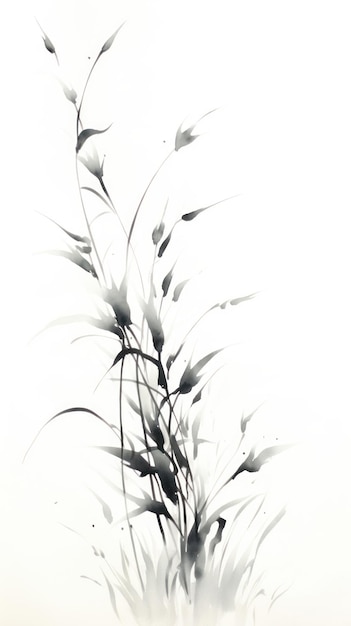 Plant grass white ink