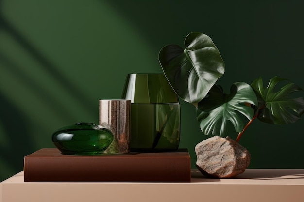 Plant green still life cosmetics