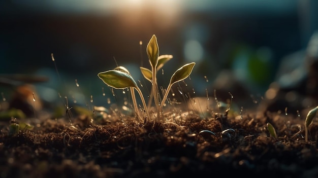 Plant growing from the soil Generative Ai