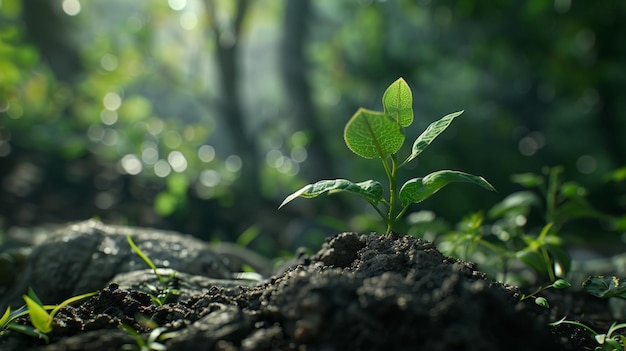 a plant growing in the grass in the forest