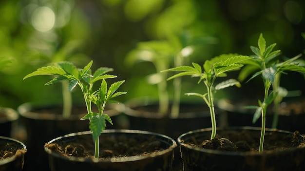 a plant growing in a pot with a green plant in it