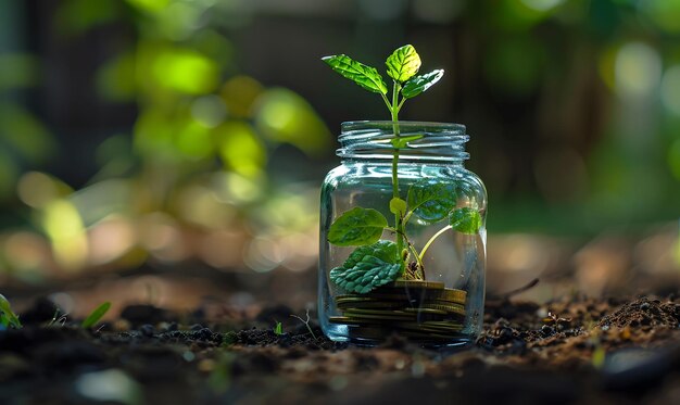 Plant Growing In Savings Coins Investment And Interest Concept