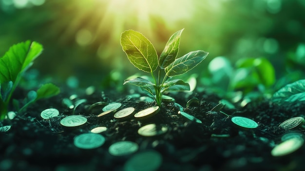 Photo plant growth and coins