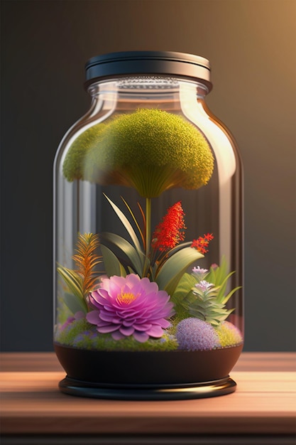 Plant inside jar illustration