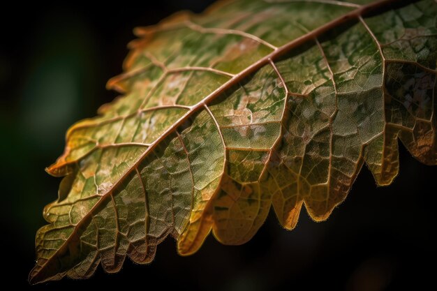 Plant leaf explosion with focus on the intricate details of each individual leaf