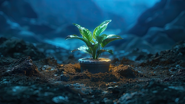 Plant in the night HD 8K wallpaper Stock Photographic Image