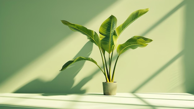 Photo a plant in a pot sits on a table in front of a window