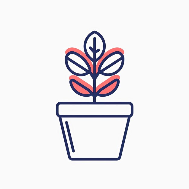 Photo a plant in a pot with a blue and red background