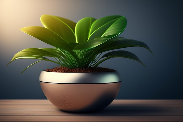 A plant in a pot with a dark background