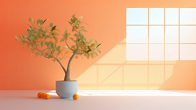 A plant in a pot with orange flowers on the table.