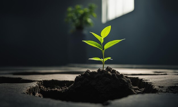 plant in the sand plant in the ground plant growing in the soil close up view of a small plant