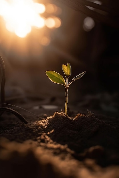 A plant sprouting from the ground