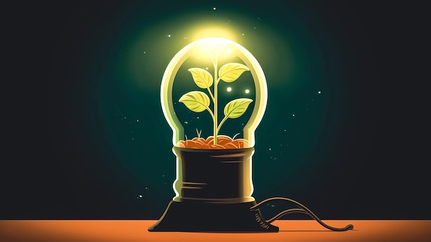 The plant sprouts in a light bulb generative AI