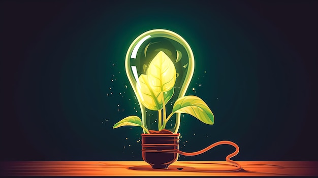 The plant sprouts in a light bulb generative AI