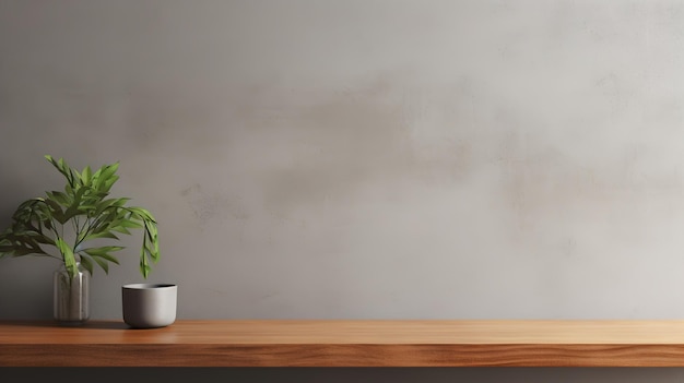 A plant on a table with a pot of green leaves on it