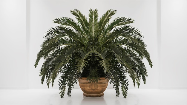 a plant on a table with a white pot on it