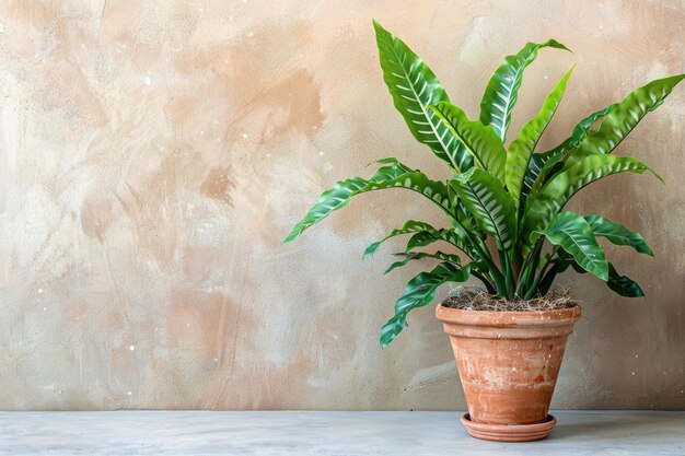 Plant in a terracotta pot birds nest fern plant