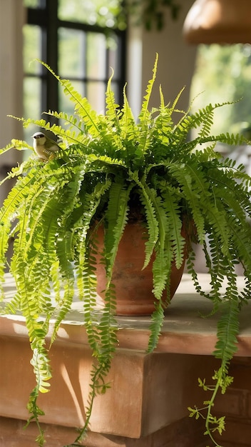 Photo plant in a terracotta pot birds nest fern plant