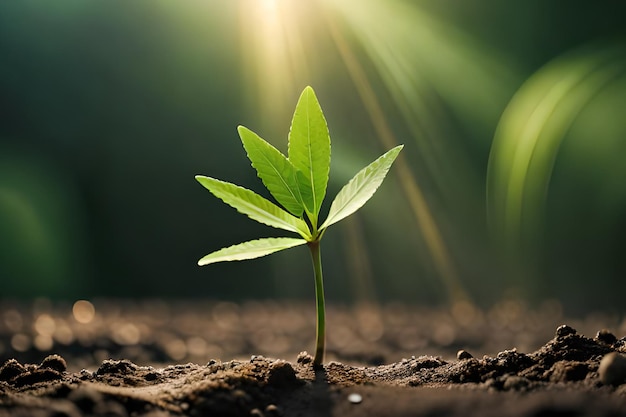 A plant that is growing in the dirt