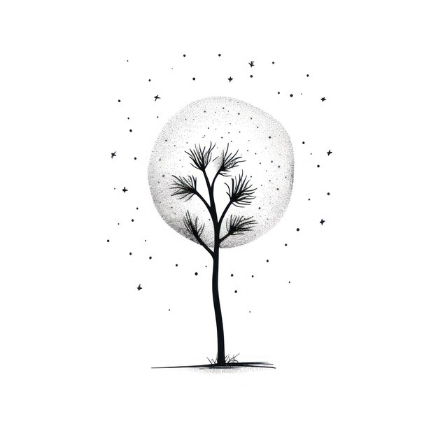 Photo plant tree celestial drawing sketch white