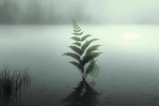 A plant in the water with the word fern on it