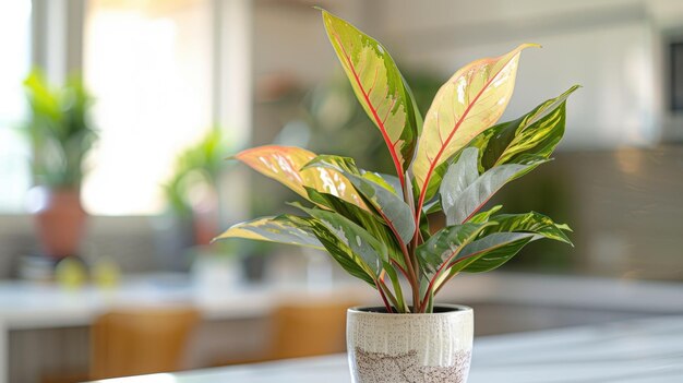 Photo a plant in a white pot with a plant in it