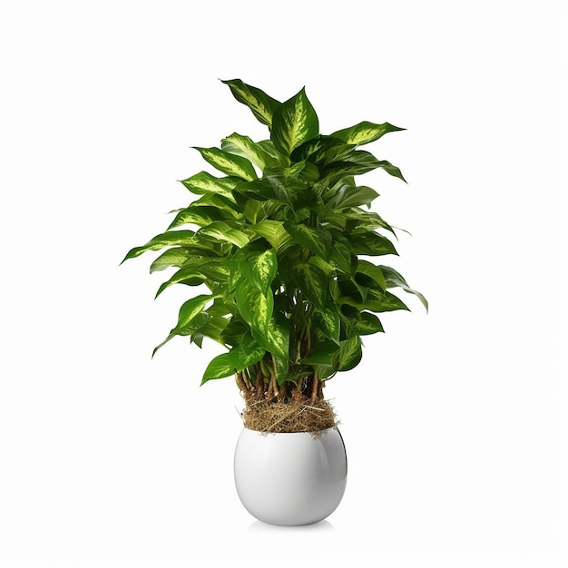 A plant in a white pot with a white background