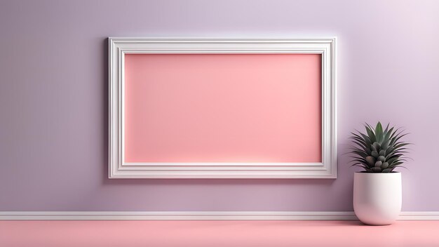 a plant in a white vase next to a pink wall