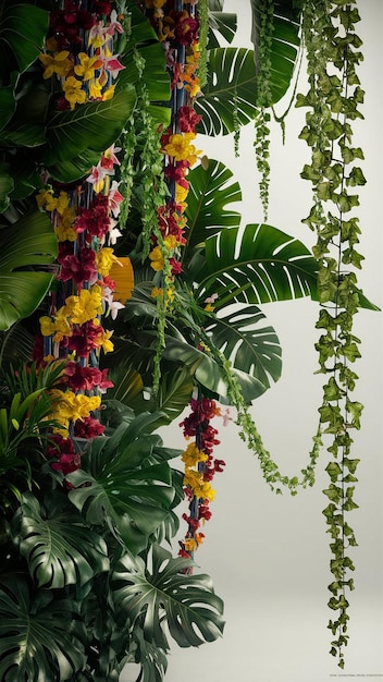 a plant with flowers and a bunch of flowers hanging from it