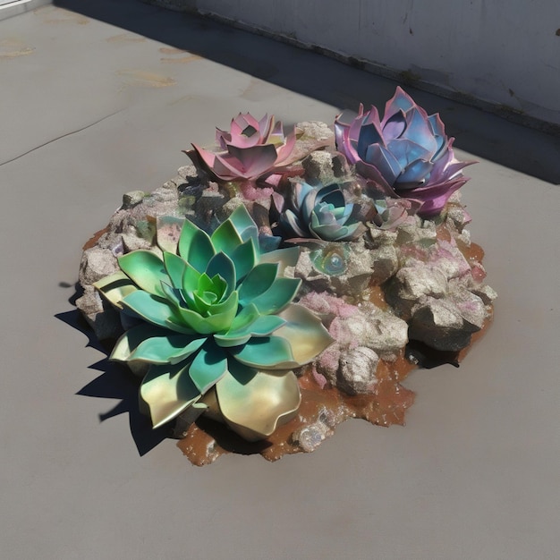 a plant with flowers on it is in front of a building