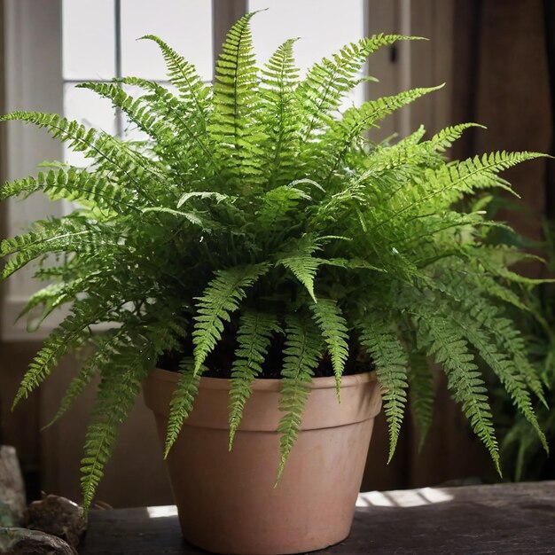 Plant with a green leaf on it sits on a table