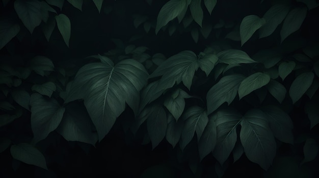 Photo a plant with green leaves in the dark