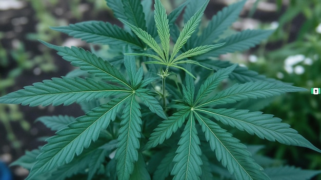 a plant with green leaves and a green leaf