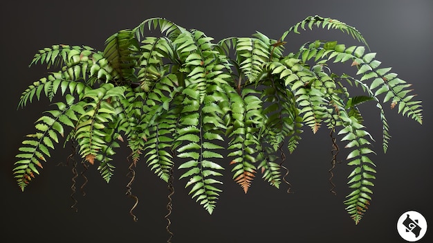 Photo a plant with green leaves hanging from a black background