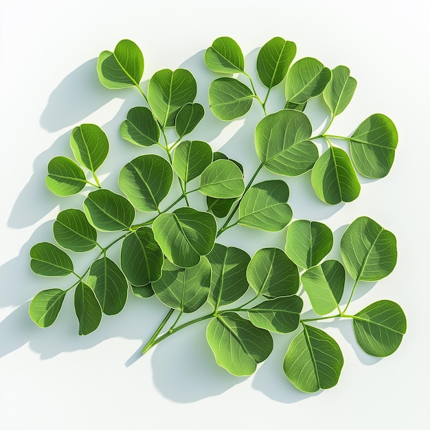 Photo a plant with green leaves that is on a white surface