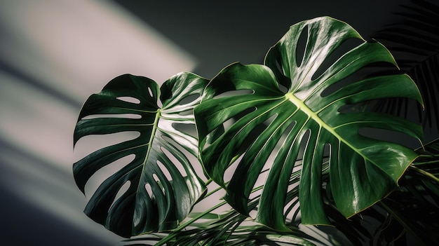 A plant with large leaves and the word palm on it