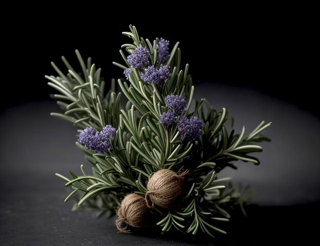 a plant with purple flowers and a black background