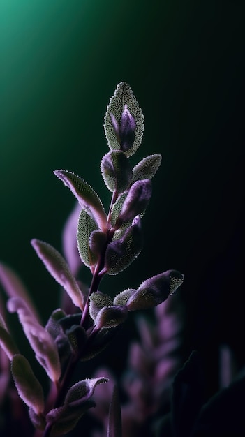 A plant with purple leaves against a dark background