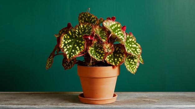 a plant with red flowers in a pot on a table