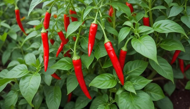 Photo a plant with red peppers that are outside