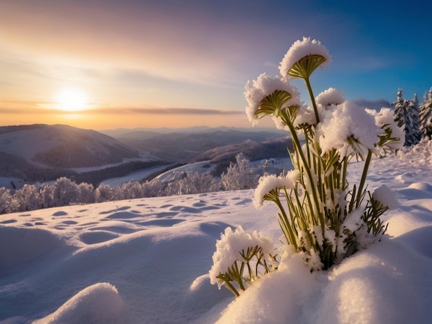 a plant with snow on it is covered in snow